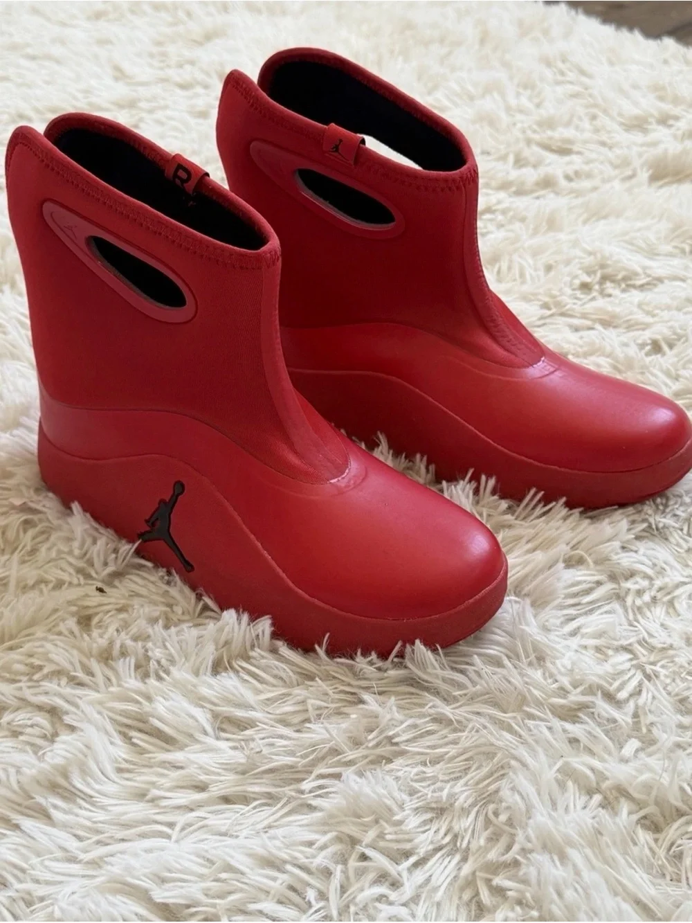 Jordan Kids Red Waterproof Rain Boots with Black Jumpman